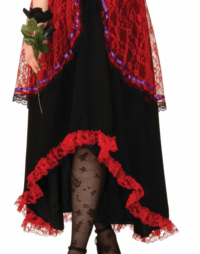 rubies-dia-de-los-muertos-kost-m-damen-rot-lang-spitze image 2