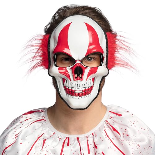 boland-72369-horror-clown-maske-mit-haaren-rot-wei image 5