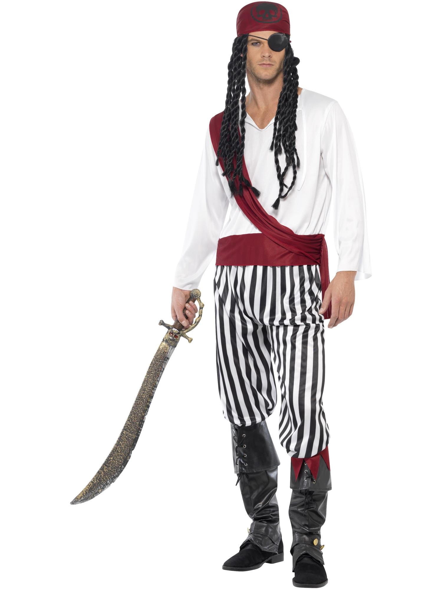 smiffys-fever-piratenkost-m-herren-m-4-teilig-schwarz-wei image 4