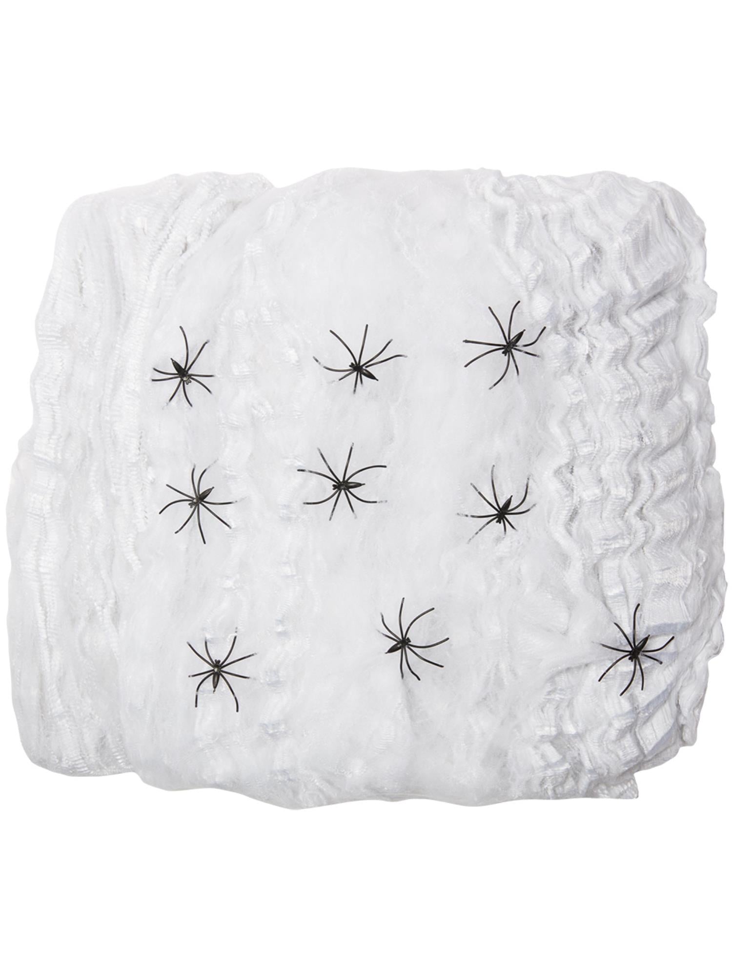 smiffys-fever-spinnennetz-deko-wei-550g-mit-9-spinnen image 1