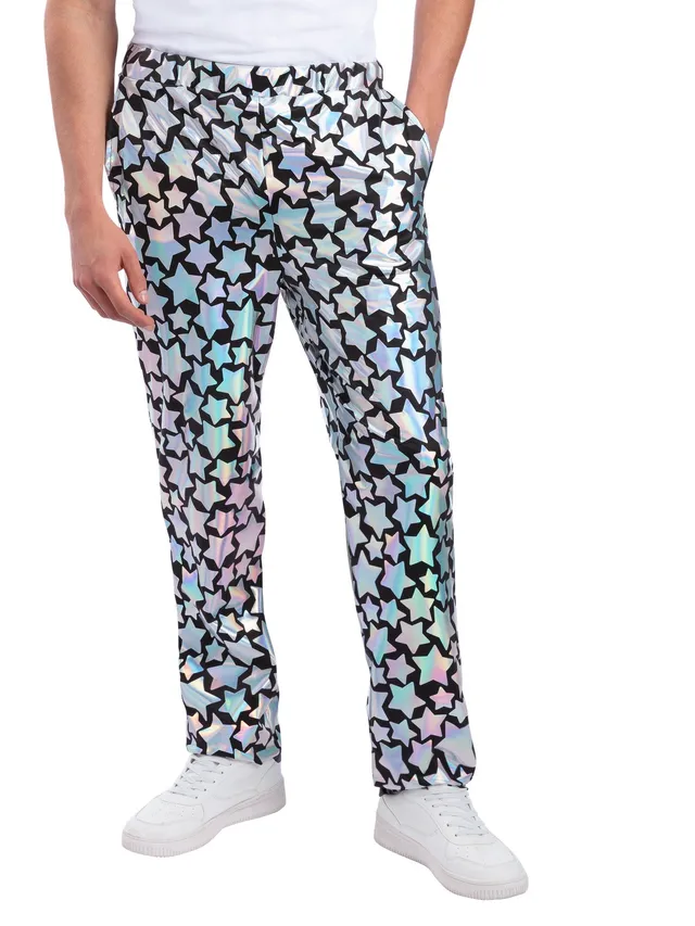 smiffys-star-gazer-hose-holografisch-silber-mit-stern-print image 1