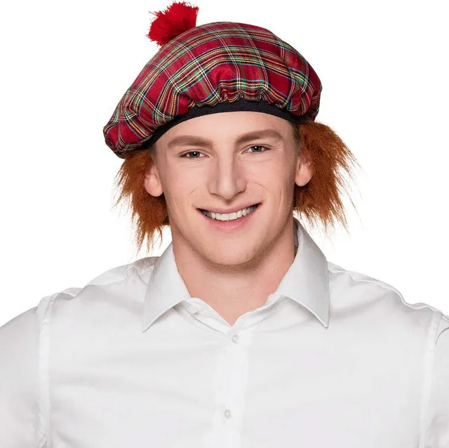 boland-mister-tartan-barett-mit-haar-schotten-karo-m-tze image 1