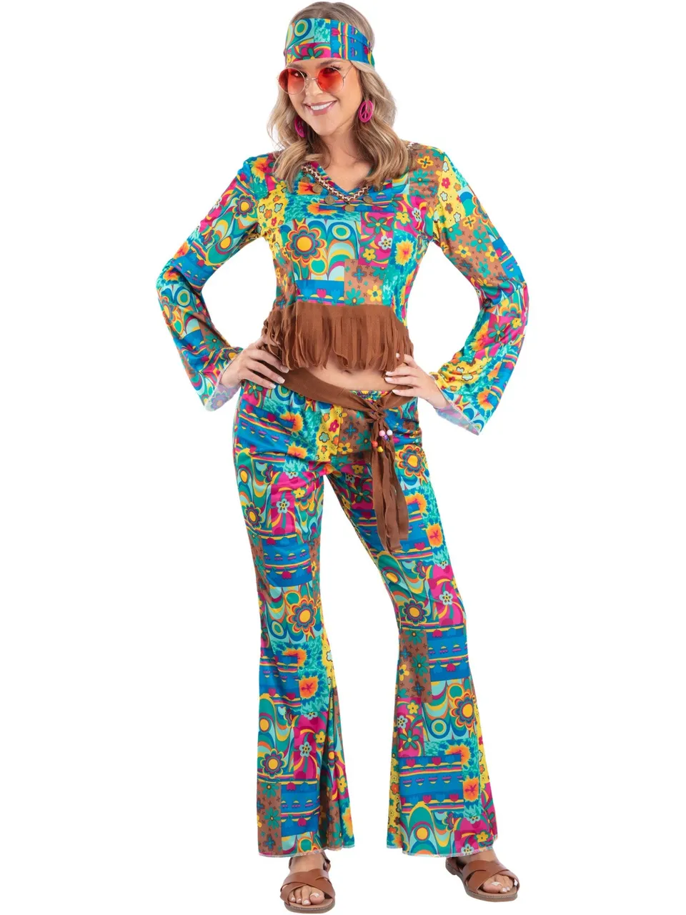 smiffys-fever-hippie-flower-power-kost-m-damen-4-teilig image 1