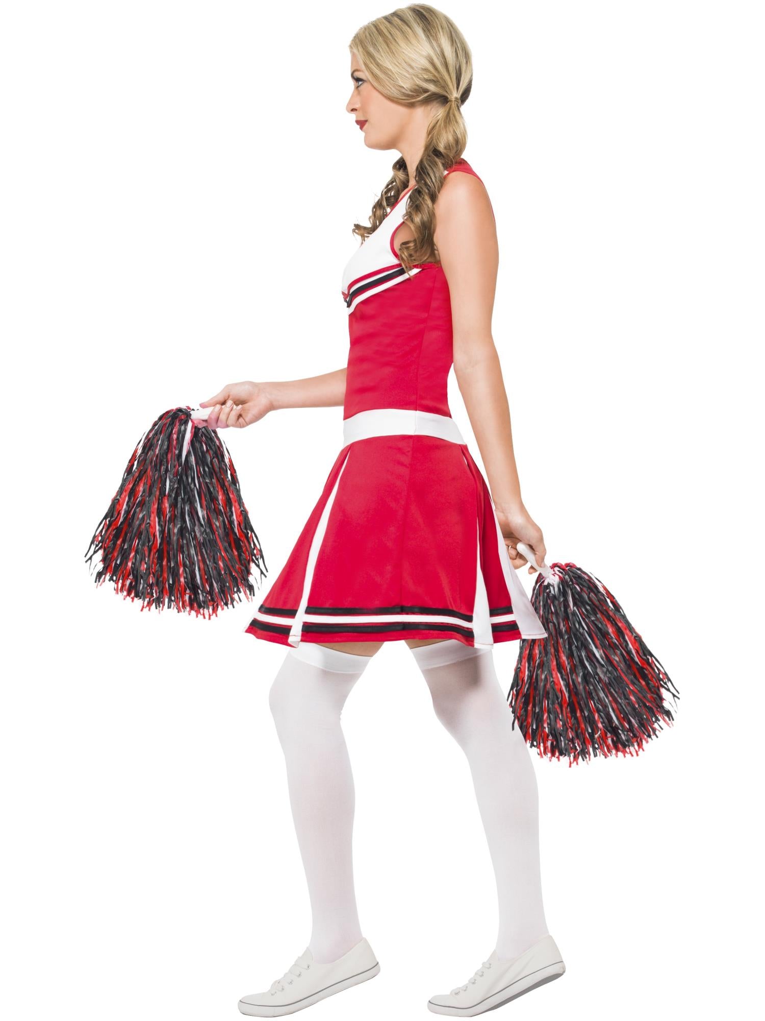 smiffys-fever-cheerleader-kost-m-rot-mit-pompoms-damen image 3