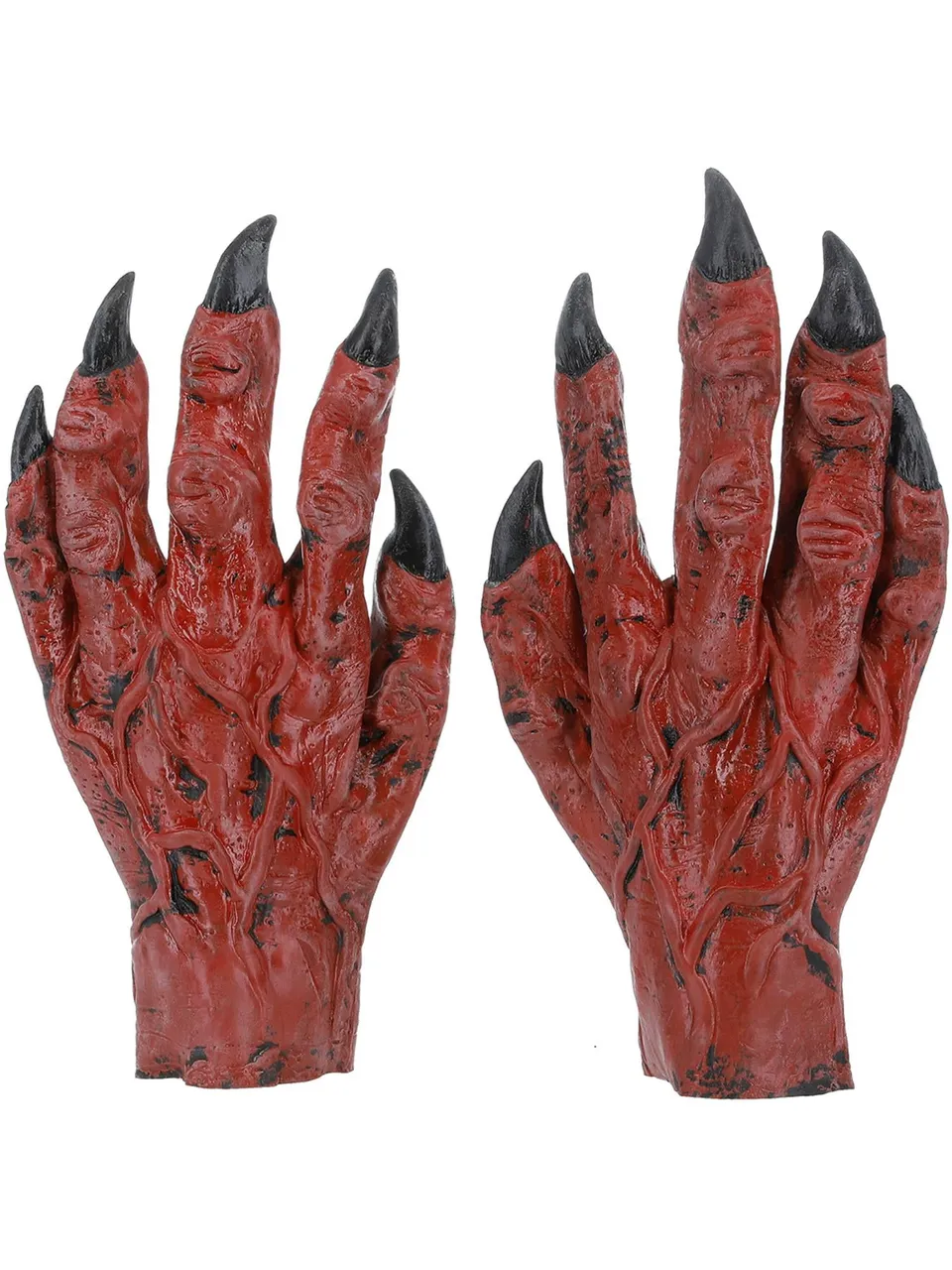 smiffys-makeup-fx-devil-hands-handschuhe-rot-latex image 1