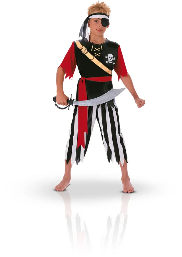 rubies-piraten-herrenkost-m-rot-schwarz-gestreift image 1