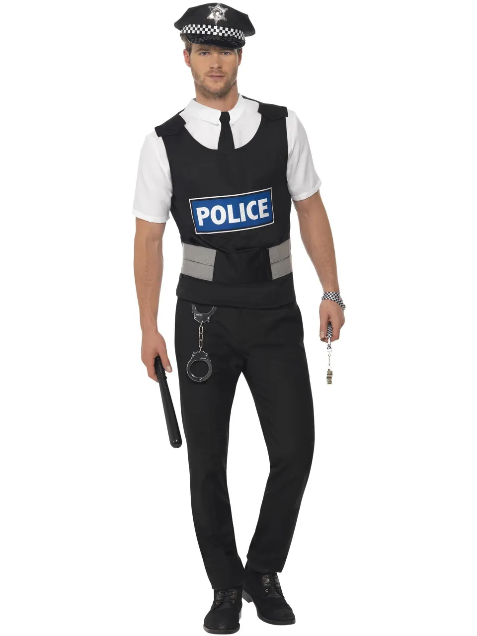 smiffys-fever-policeman-instant-kit-polizistenkost-m-m-schwarz image 1