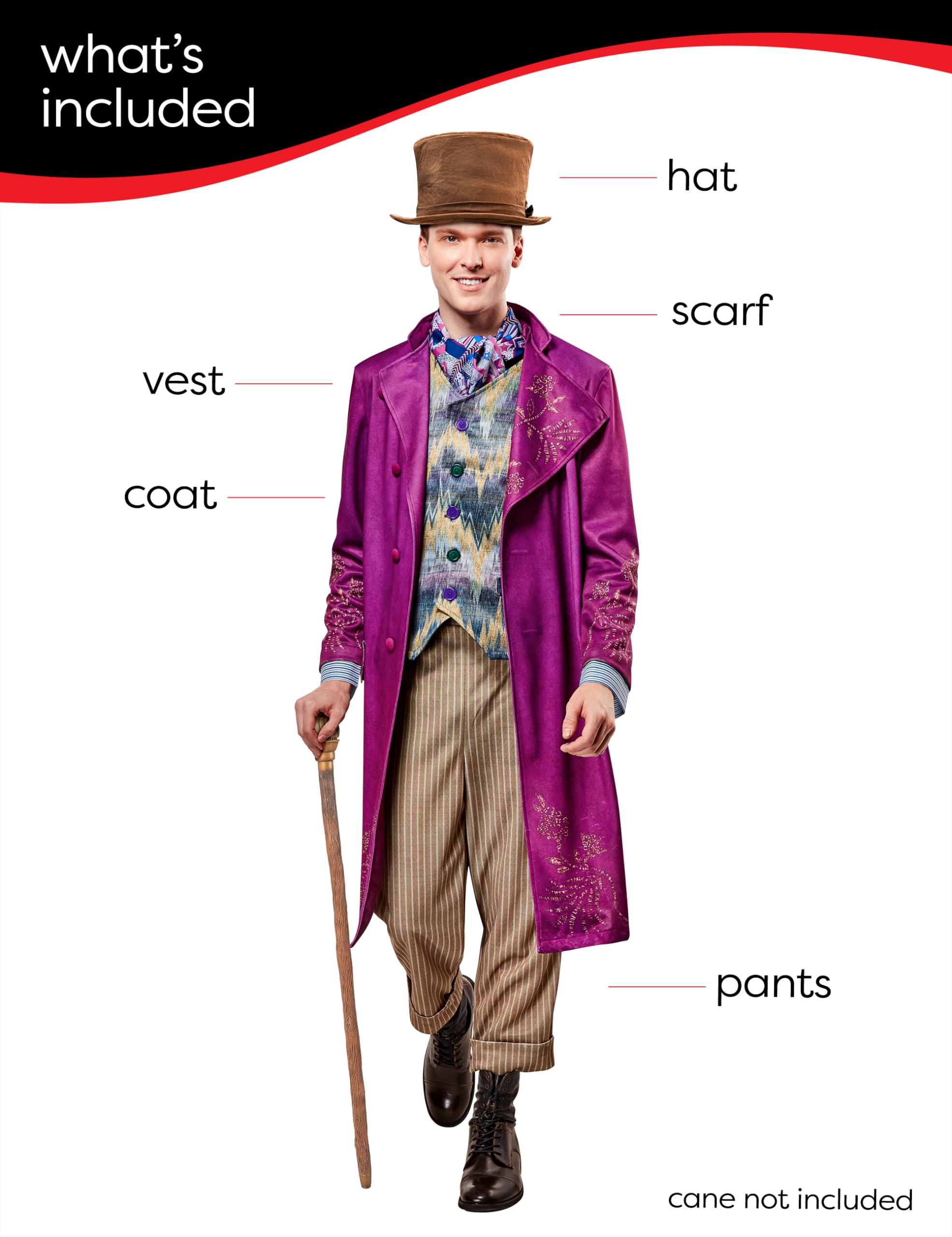 rubie-s-deluxe-willy-wonka-herrenkost-m-l-mantel-mit-zylinder image 2