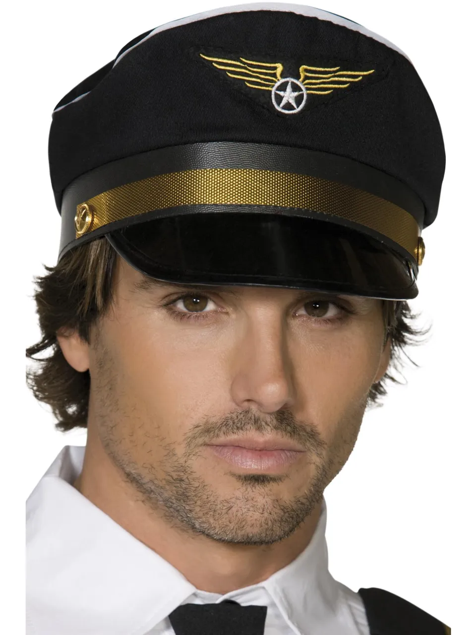 smiffys-fever-pilotenm-tze-schwarz-mit-gold-einheitsgr-e image 1