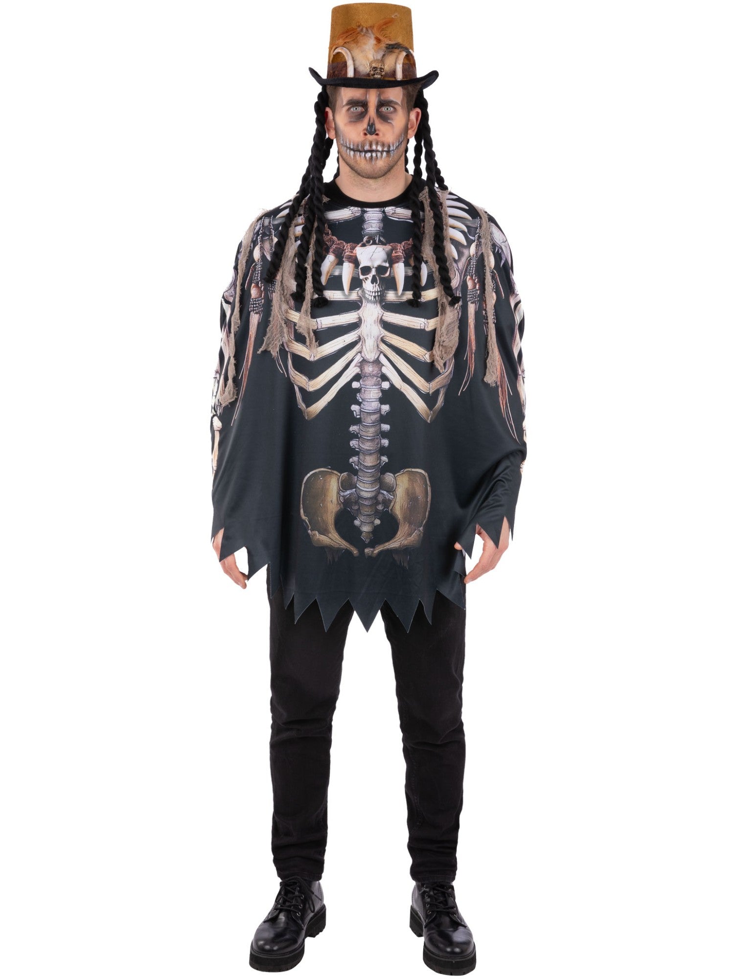 smiffys-fever-voodoo-poncho-kost-m-skelett-schwarz image 1