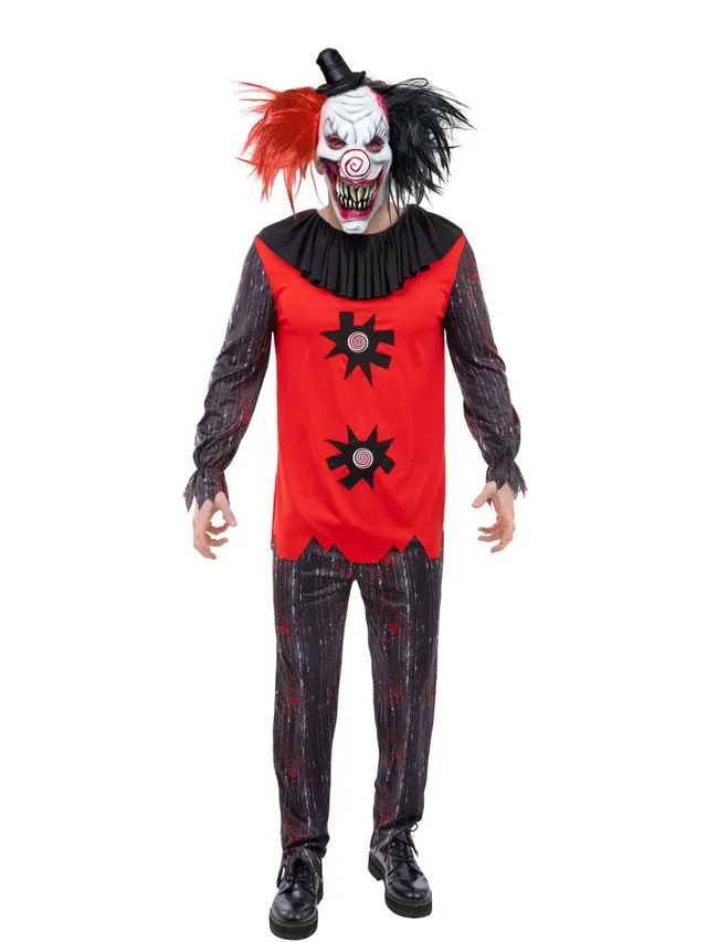 smiffys-fever-jester-chuckles-clown-kost-m-herren-rot-schwarz image 1