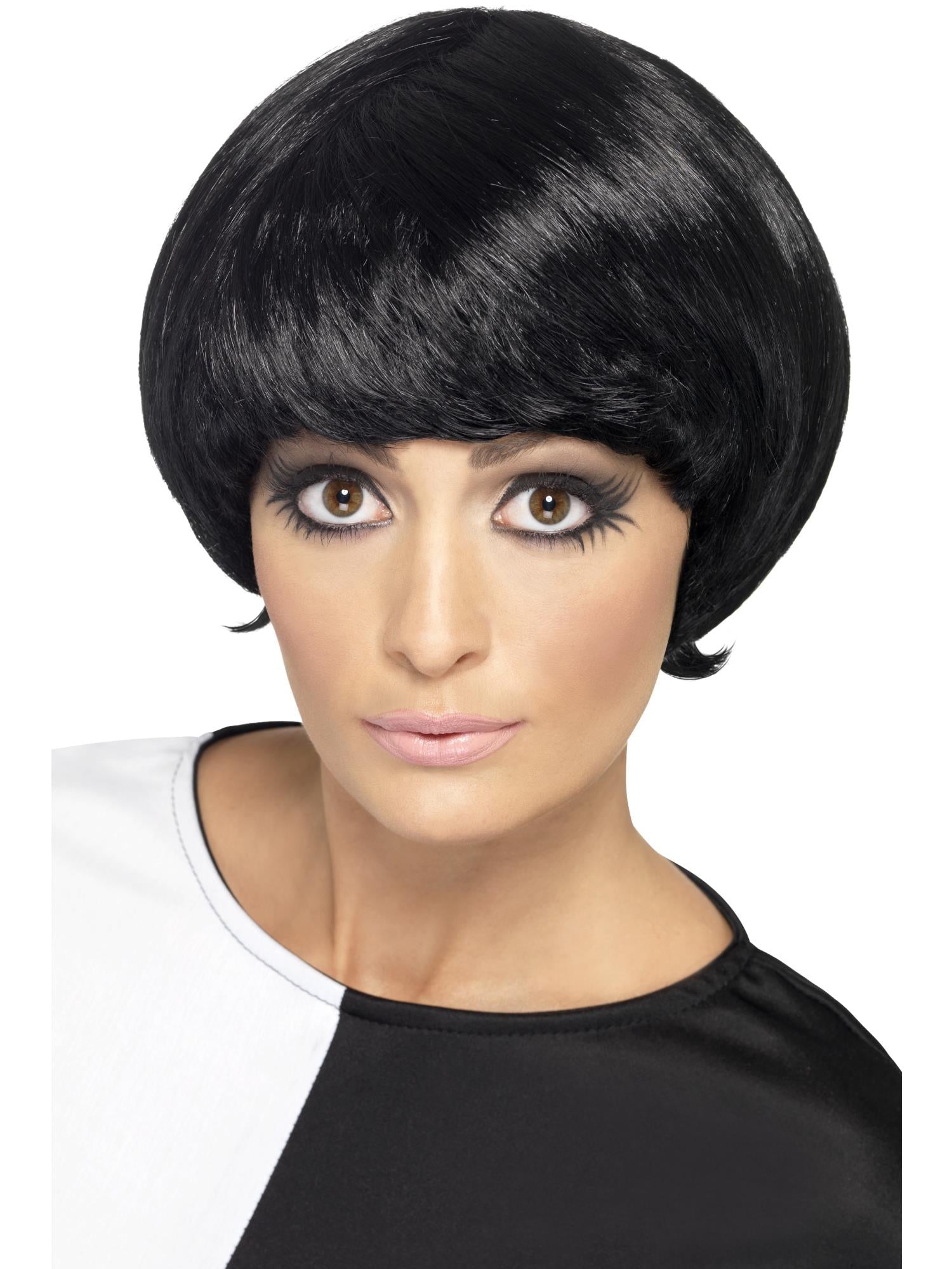 smiffys-fever-60s-psychedelic-wig-per-cke-schwarz-kurzer-bob image 1