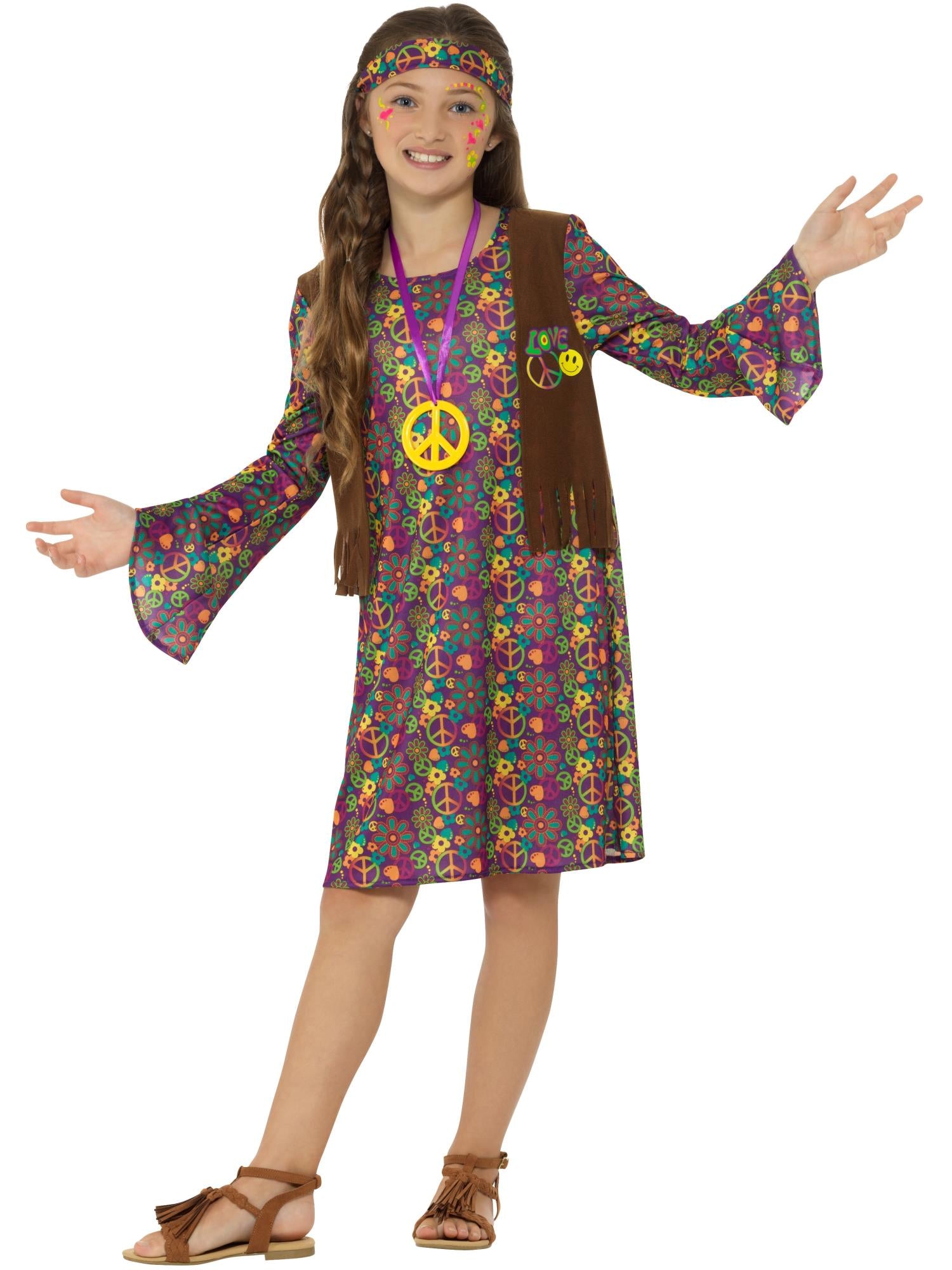 smiffys-fever-hippie-kost-m-m-dchen-bunt-gr-s-4-6-jahre image 4