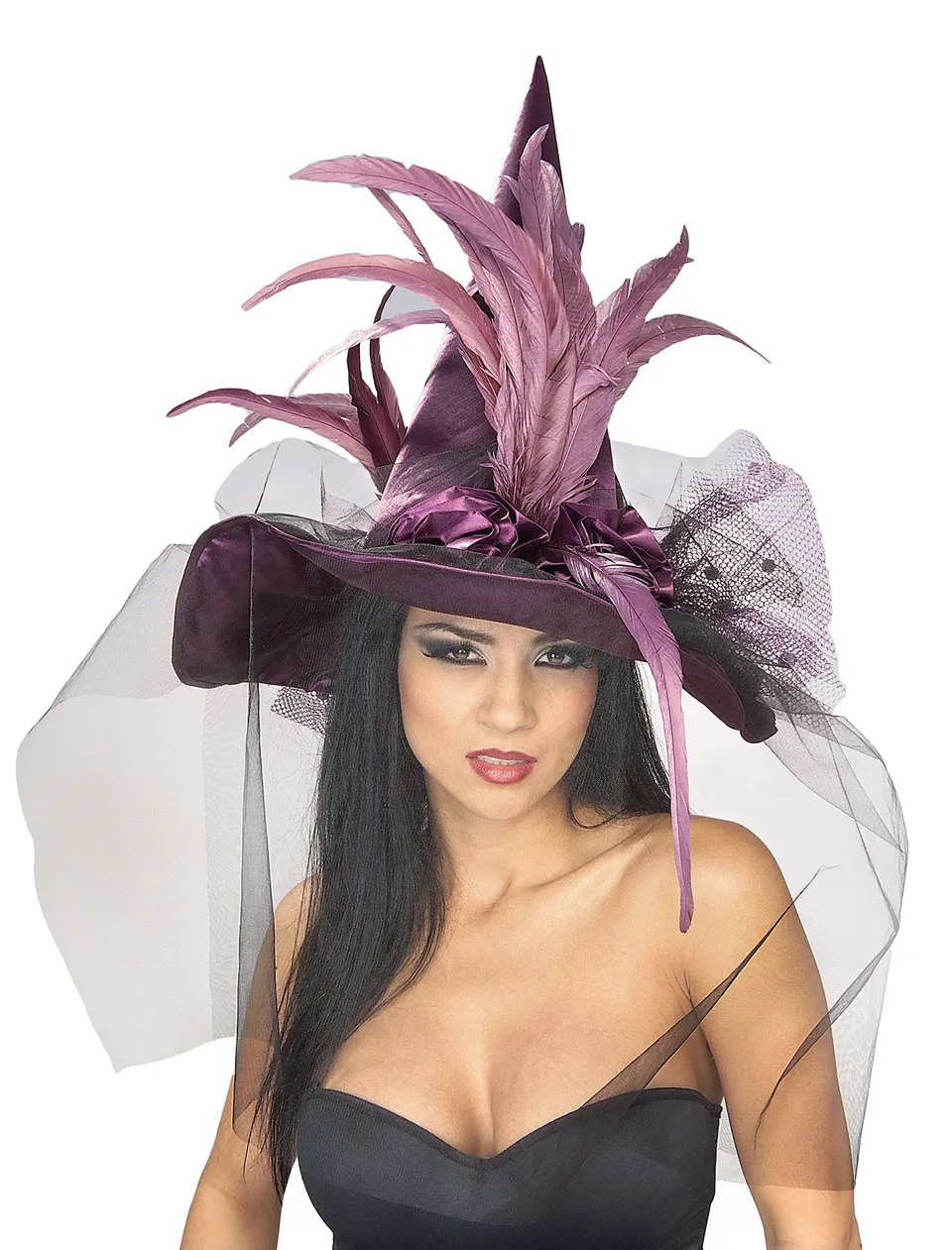 rubie-s-deluxe-hexenhut-lila-mit-feder-damen image 1