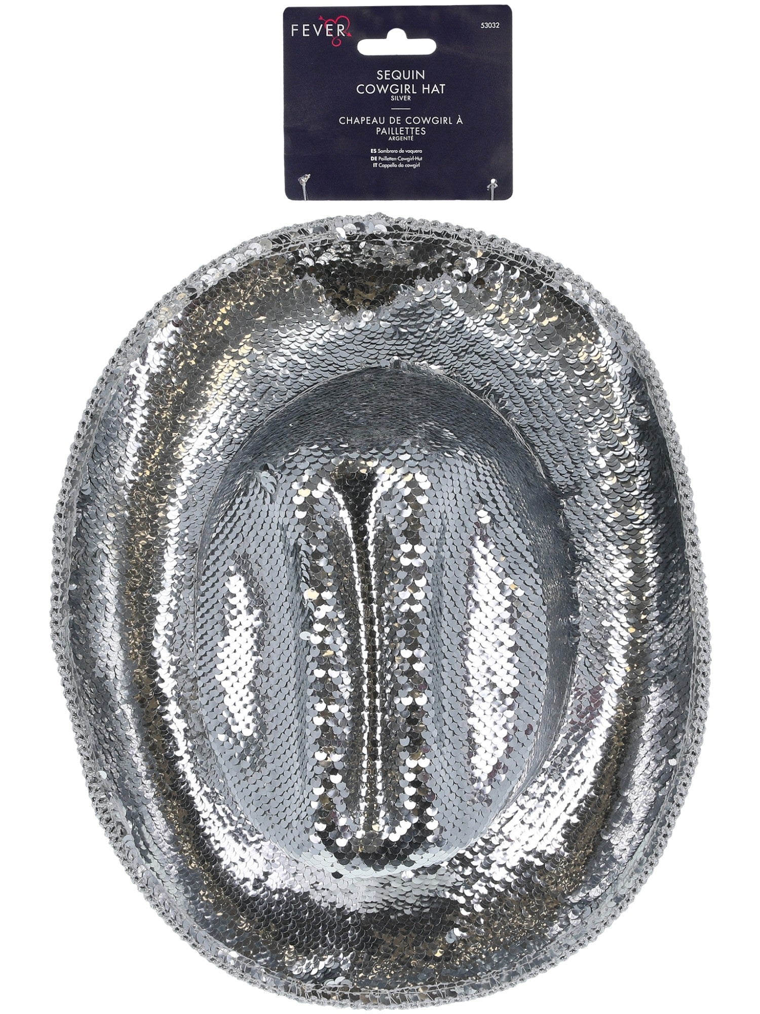 smiffys-fever-deluxe-sequin-cowboyhut-silber-paillettenhut-einheitsgr image 2