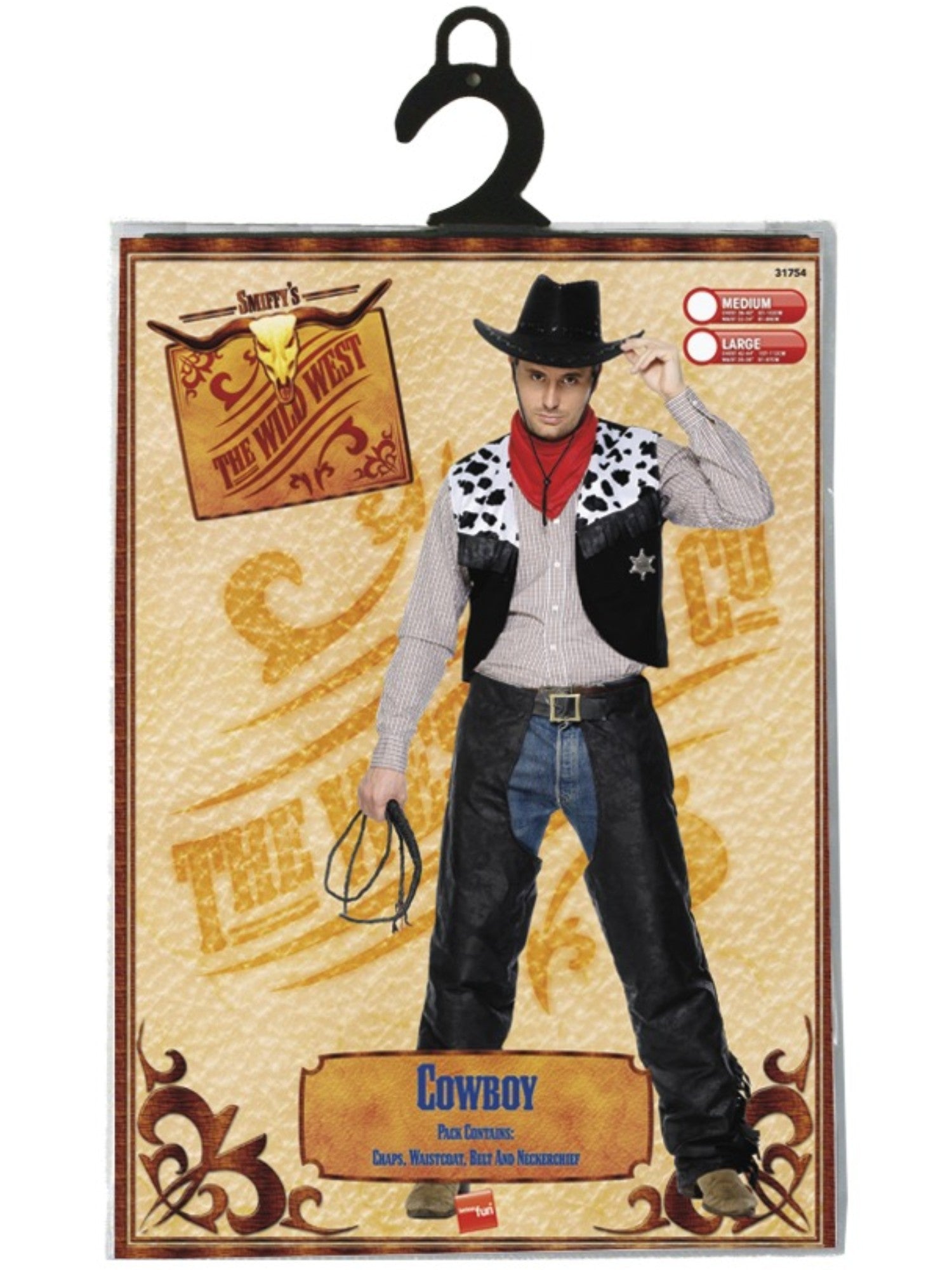 smiffys-fever-cowboy-kost-m-herren-schwarz-gr-m-weste-chaps image 3