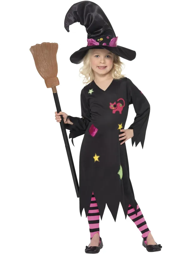 smiffys-fever-cinder-witch-hexenkost-m-kinder-schwarz-rosa image 1