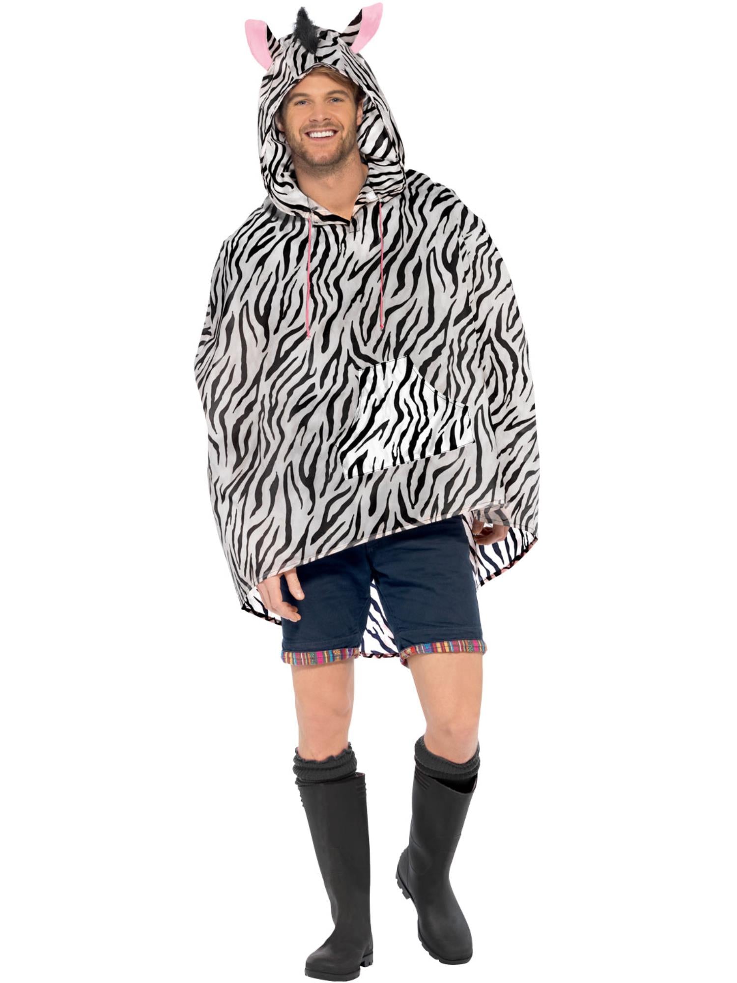 smiffys-fever-zebra-party-poncho-kost-m-schwarz-wei-mit-tasche image 4