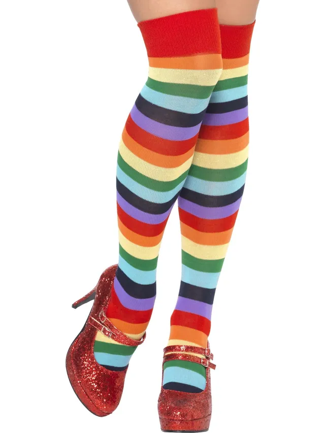 smiffys-fever-clown-socken-lang-bunt-regenbogen-overknee image 1
