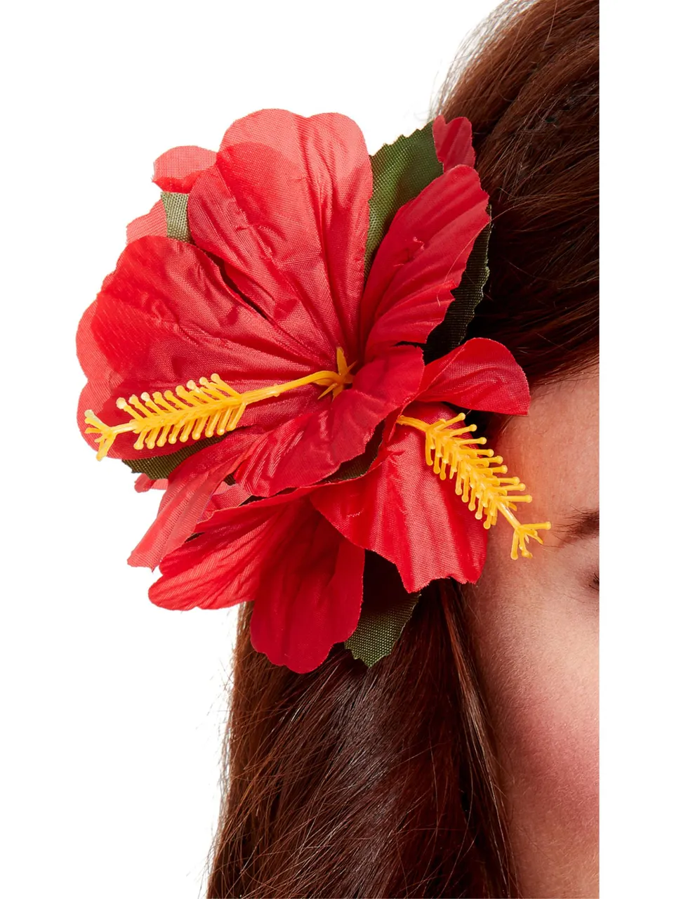 smiffys-fever-hawaiian-flower-haarclip-rot-hibiskus-haarspange image 1