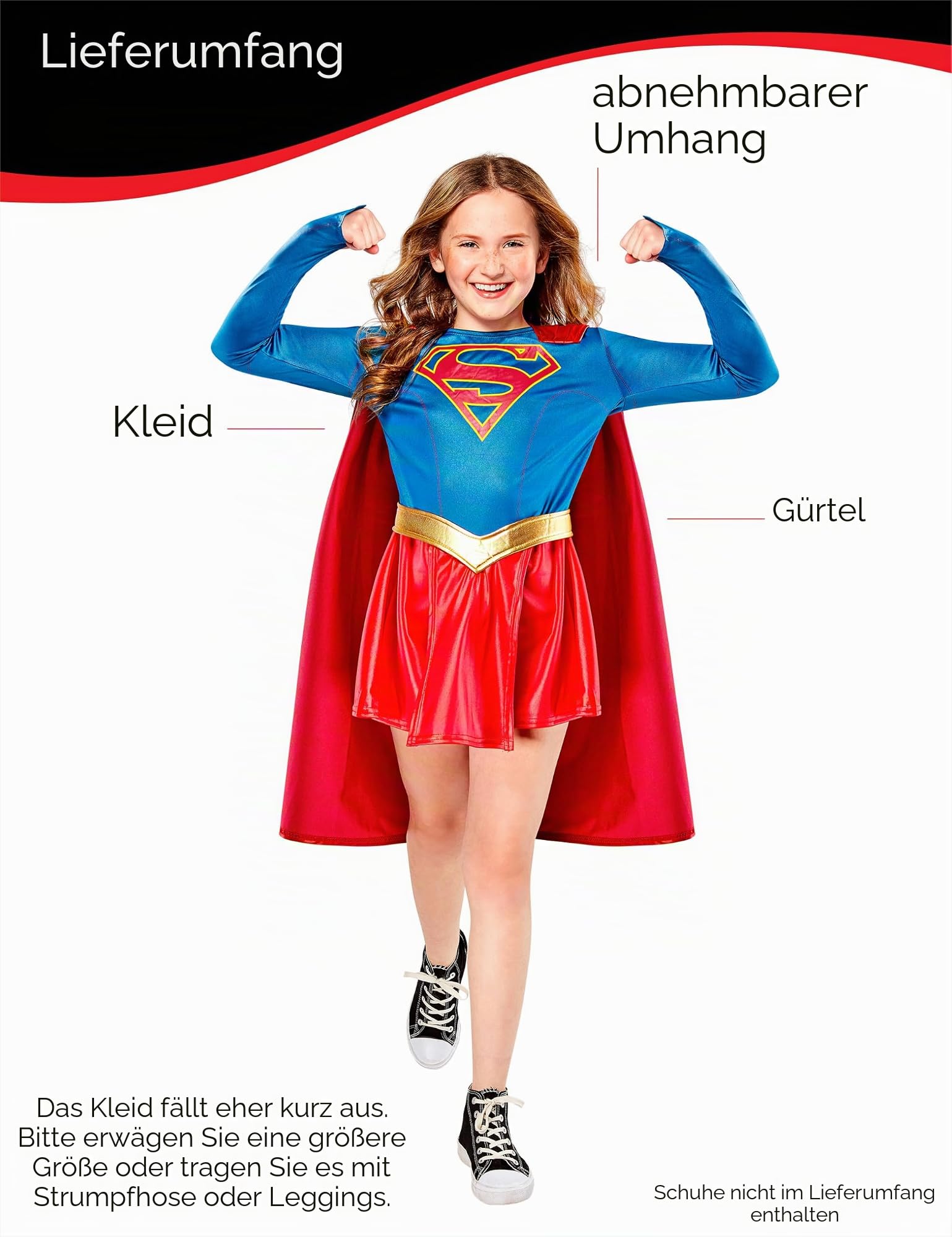 rubie-s-deluxe-supergirl-kost-m-kleid-kinder-gr-e-s-3-4-jahre image 2