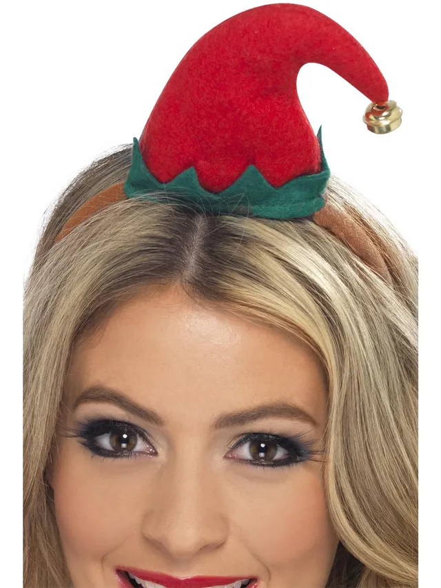 smiffys-fever-mini-elf-hat-elfenhut-haarreif-rot image 1