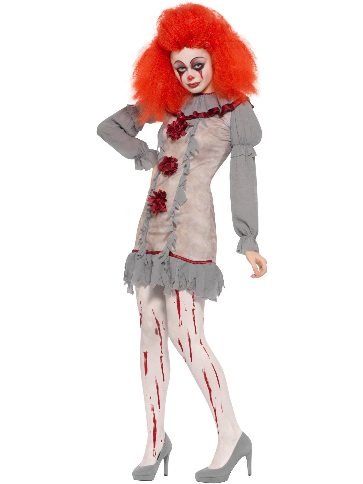 smiffys-fever-vintage-clown-lady-kost-m-damen-grau-rot-m image 3