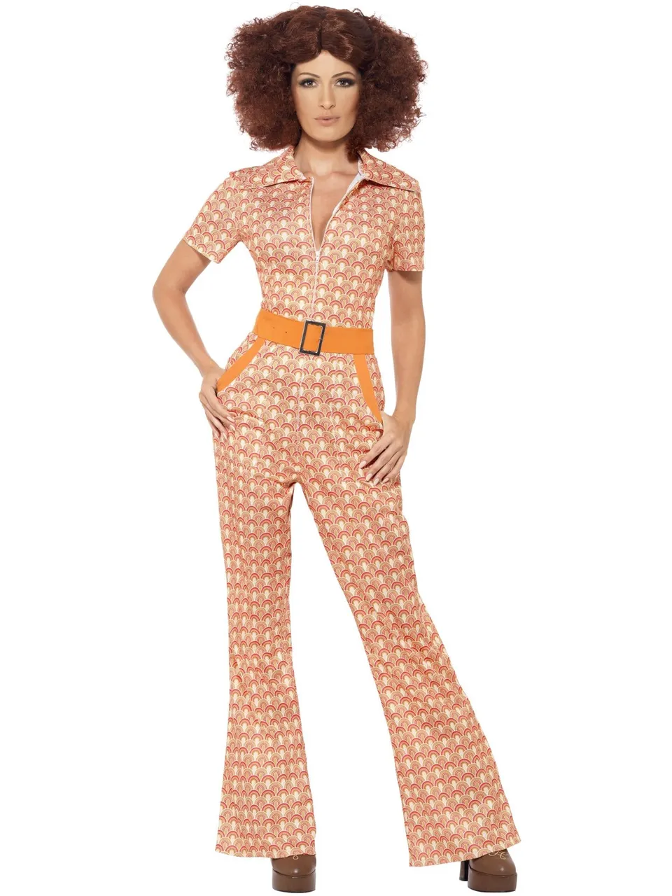 smiffys-fever-authentic-70s-chic-kost-m-orange-jumpsuit-damen image 1