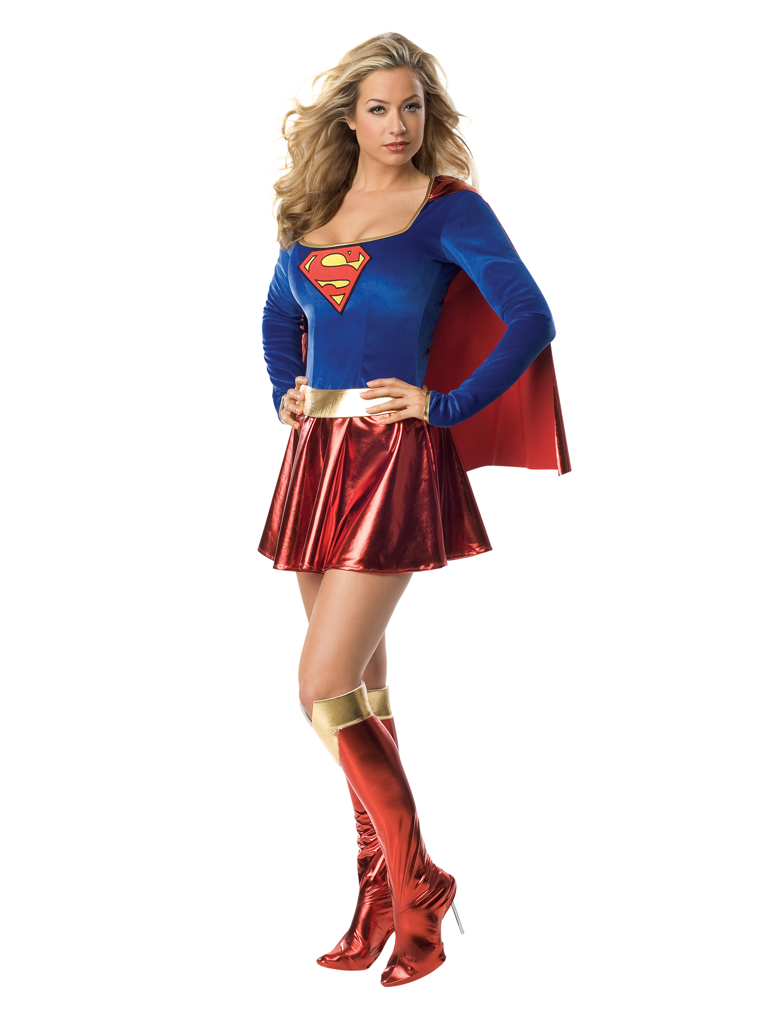 rubies-supergirl-kost-m-luxe-damen-rot-mit-cape image 1