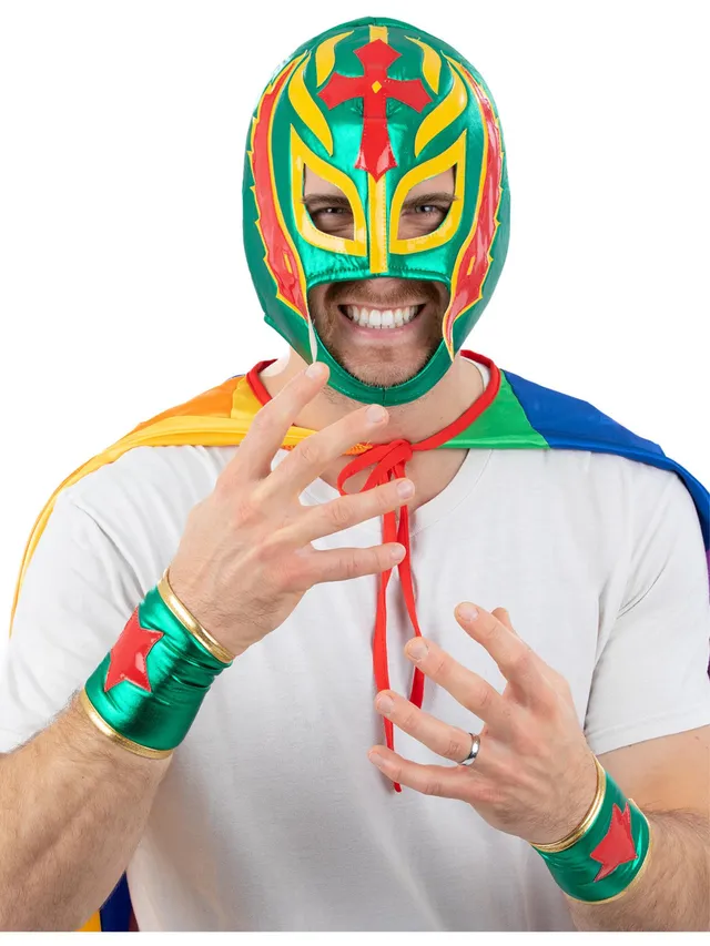 smiffys-fever-mexican-wrestler-kit-maske-bunt image 1