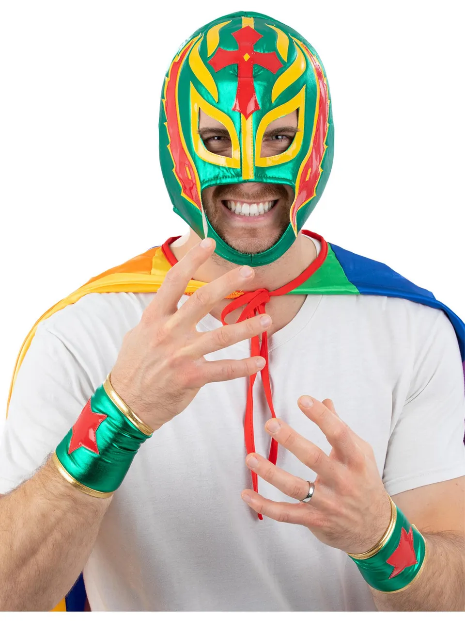 smiffys-fever-mexican-wrestler-kit-maske-bunt image 1