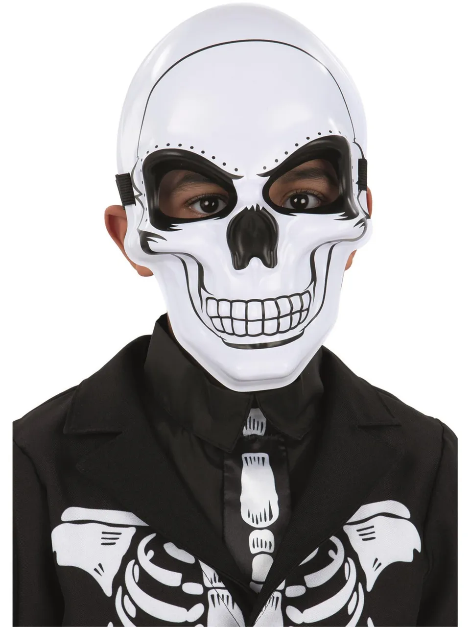 smiffys-fever-skelett-maske-kinder-wei-schwarz-totenkopf image 1