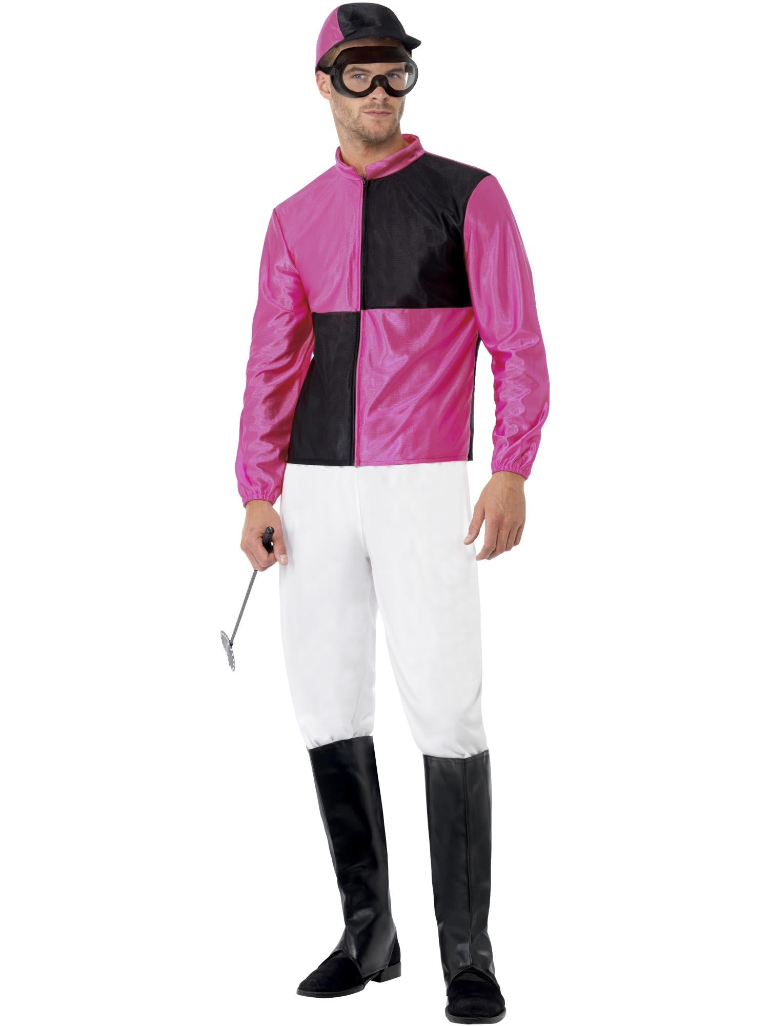 smiffys-fever-jockey-kost-m-herren-schwarz-pink-5-tlg image 1