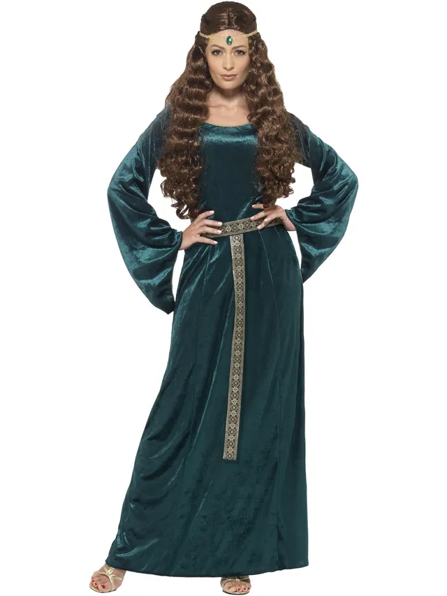 smiffys-fever-medieval-maid-kost-m-gr-n-m-samtkleid image 1