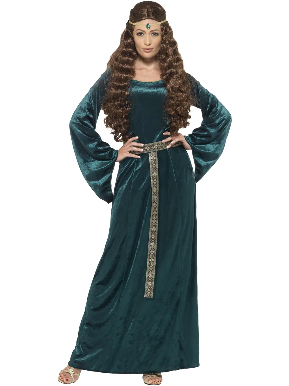 smiffys-fever-medieval-maid-kost-m-gr-n-m-samtkleid image 1