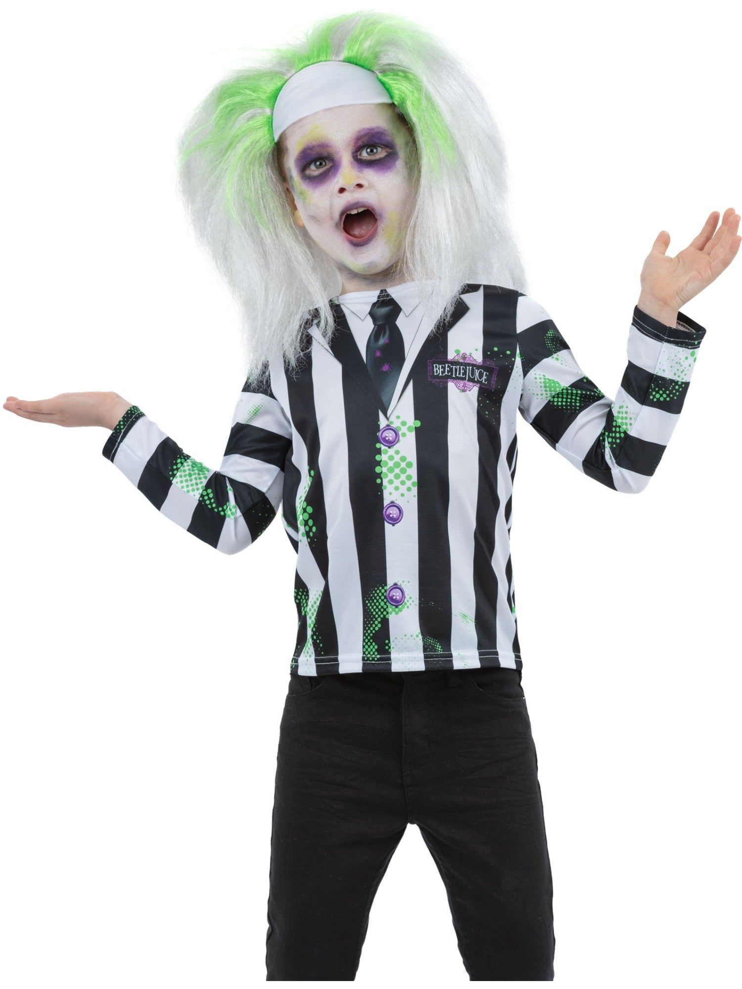 smiffys-fever-beetlejuice-oberteil-kinder-schwarz-wei image 1