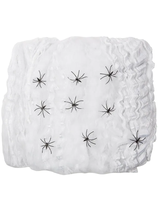 smiffys-fever-spinnennetz-deko-wei-550g-mit-9-spinnen image 1
