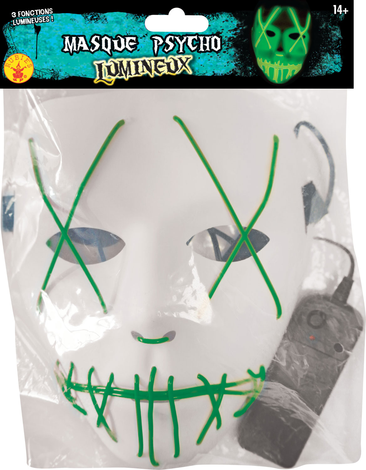 rubies-psycho-maske-leuchtend-gr-n-halloween-leuchtmaske image 2