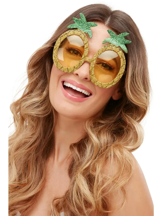 smiffys-makeup-fx-ananas-glitzer-partybrille-gelb image 1