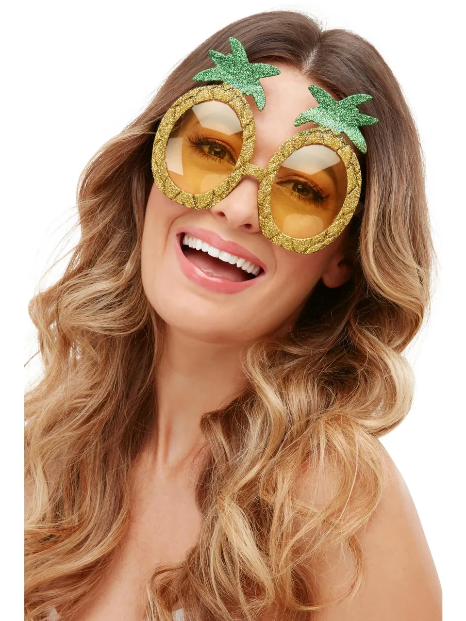 smiffys-makeup-fx-ananas-glitzer-partybrille-gelb image 1