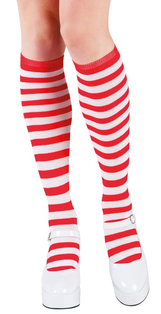 boland-kniestr-mpfe-rot-wei-gestreift-clown-zubeh-r image 1