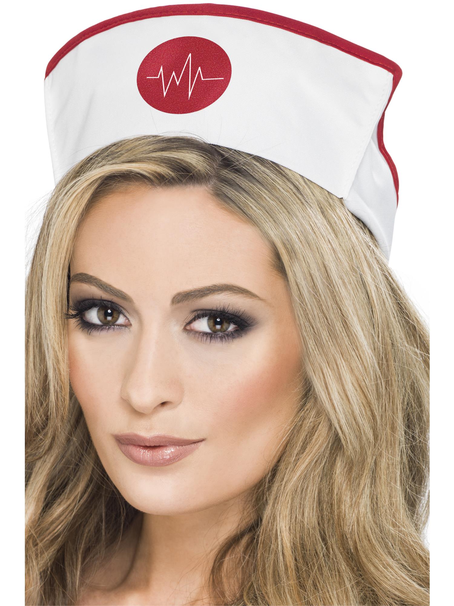 smiffys-fever-nurse-s-hat-wei-rot-krankenschwester-haube image 1