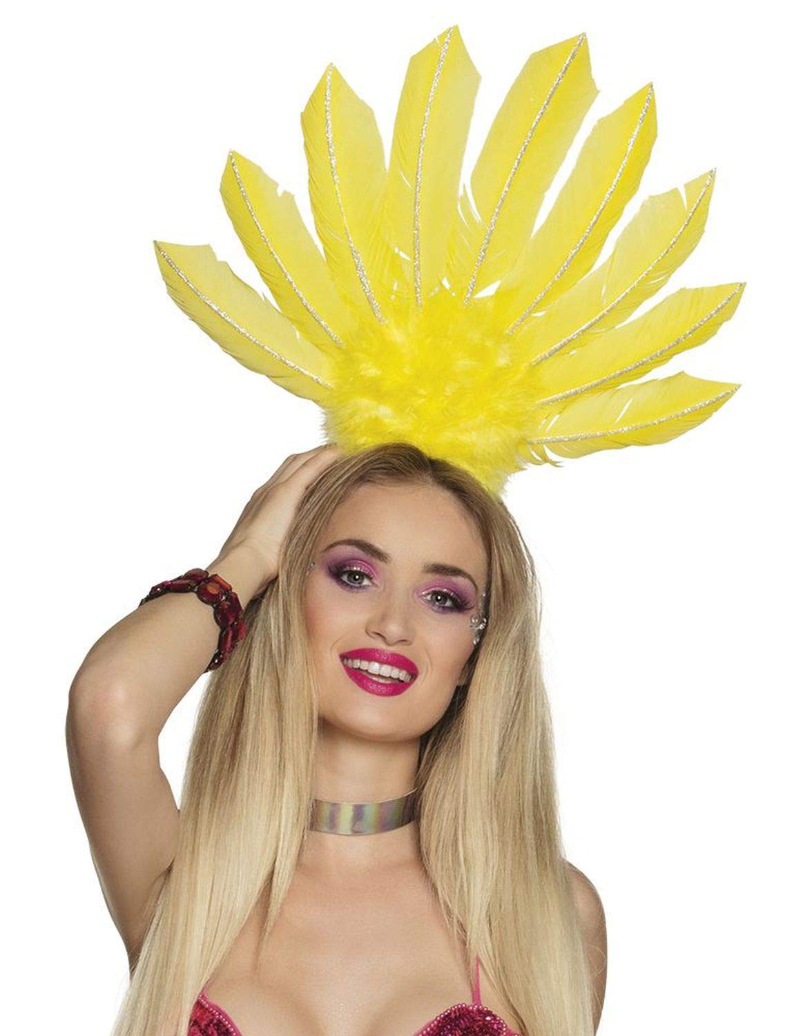 boland-samba-tiara-kopfschmuck-neongelb-1-st-ck-mit-federn image 2