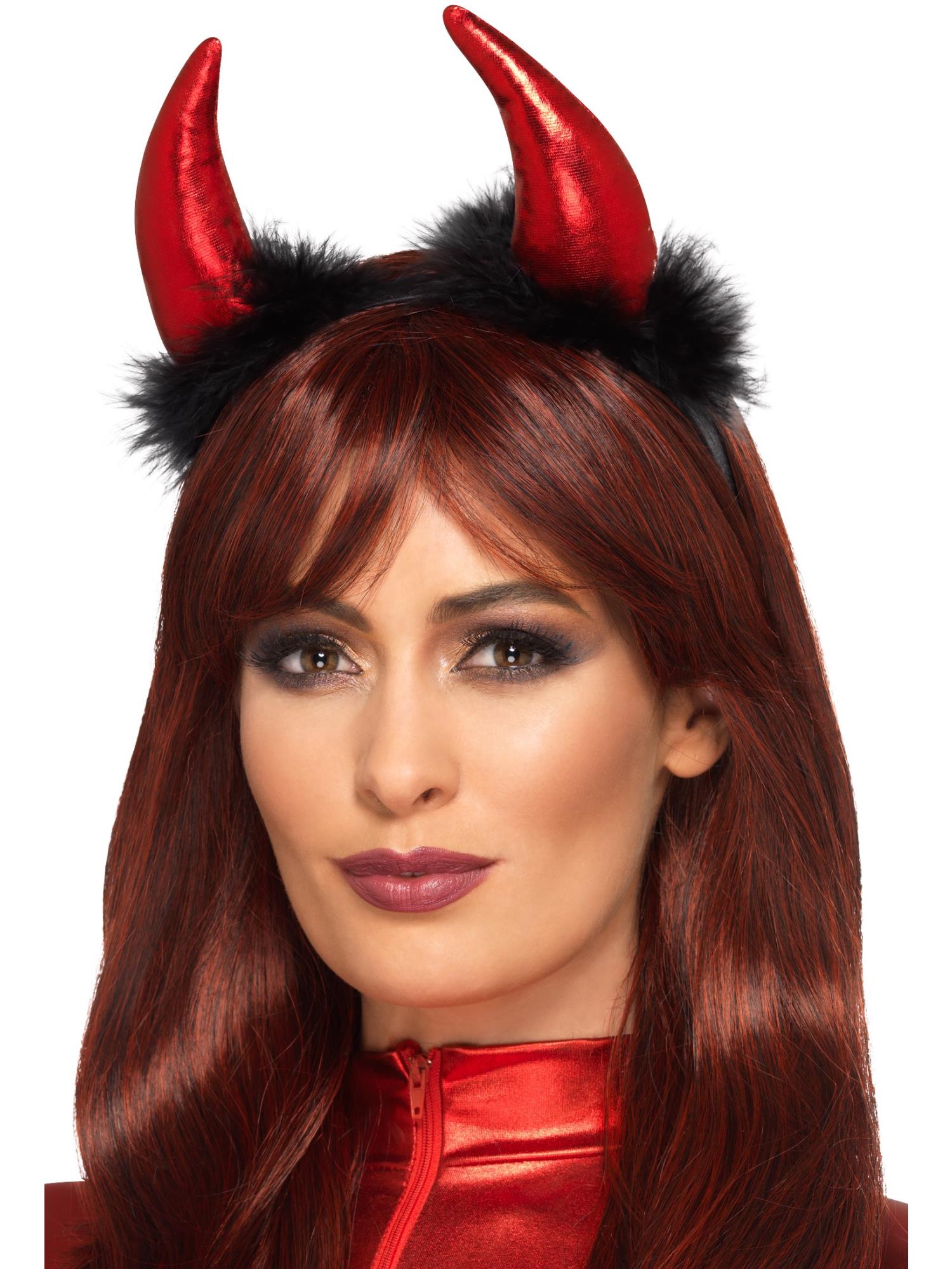 smiffys-fever-metallic-devil-horns-haarreif-rot-schwarz-teufel image 1