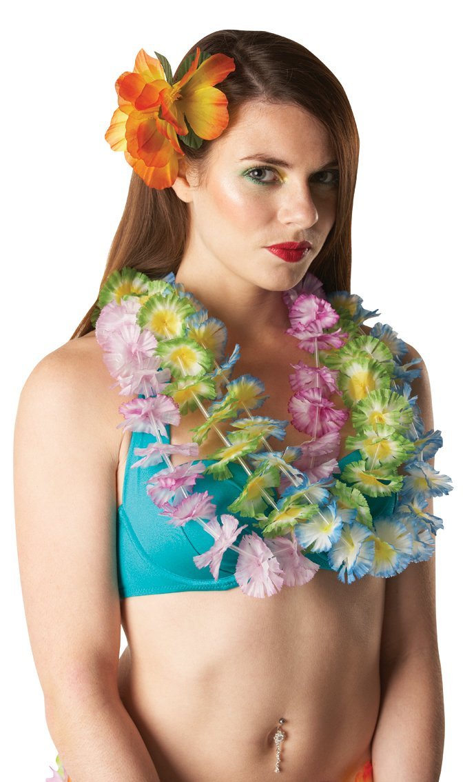 rubie-s-deluxe-hawaiianische-blumen-lei-kette-gr-n-wei-gelb image 1