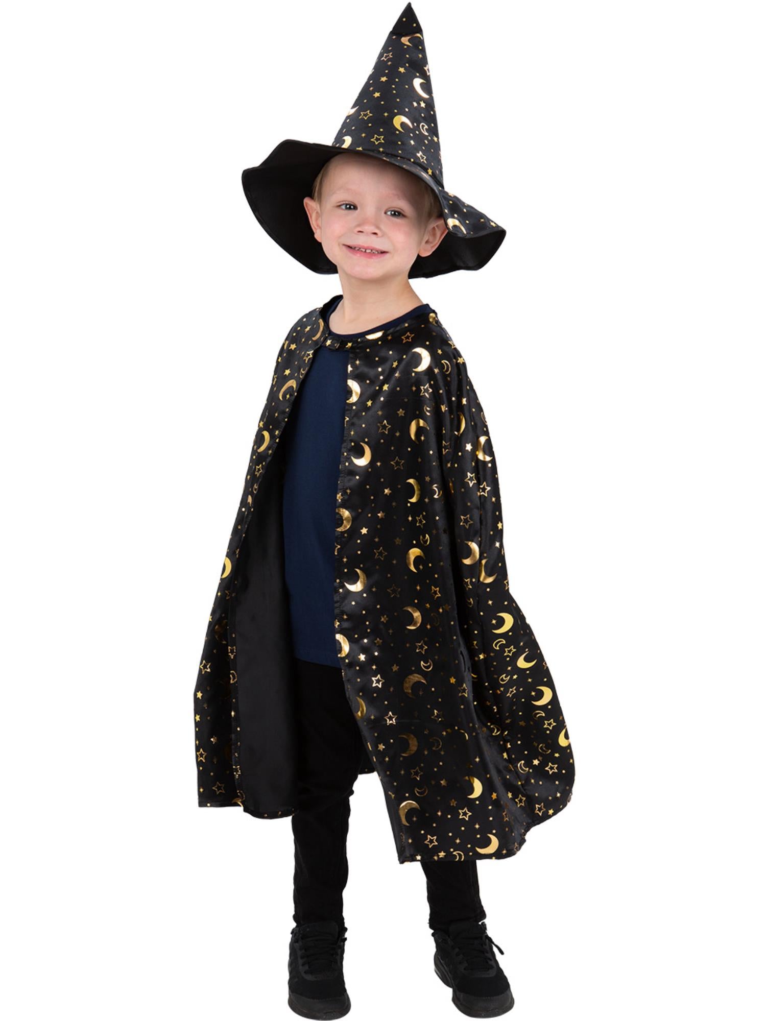 smiffys-fever-wizard-kost-m-kinder-schwarz-umhang-hut image 4