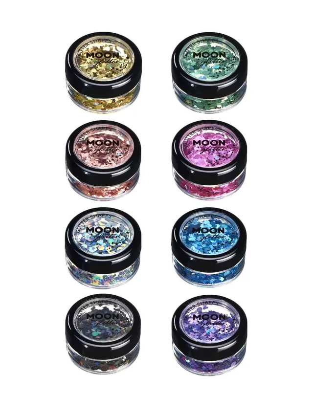smiffys-makeup-fx-moon-glitter-shapes-glitzer-silber-3g-holografisch image 1
