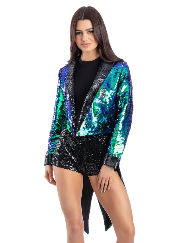 smiffys-fever-pailletten-frack-jacke-blau-gr-n-l image 1