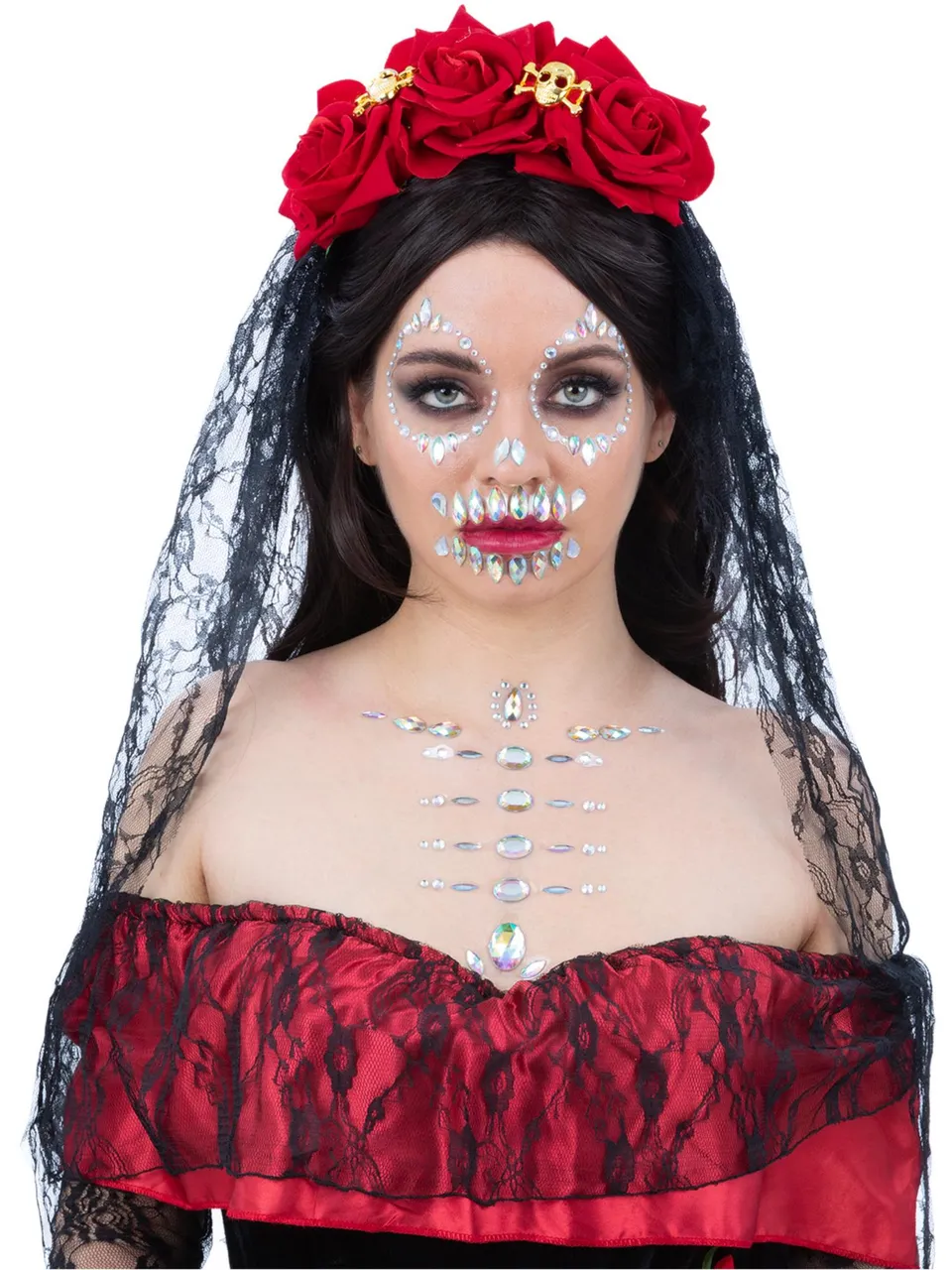 smiffys-makeup-fx-skull-gesichtssticker-halloween image 1