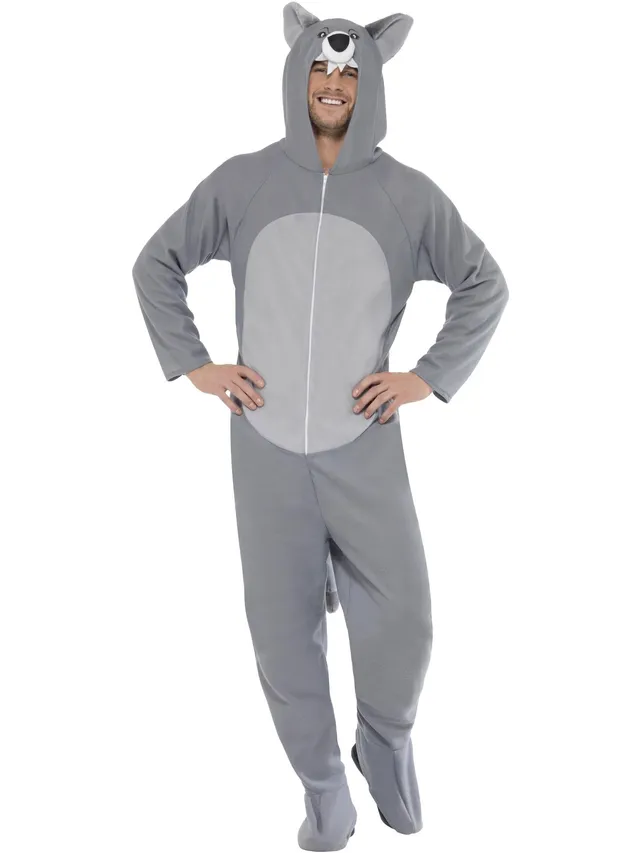 smiffys-fever-wolf-kost-m-grau-overall-mit-kapuze image 1
